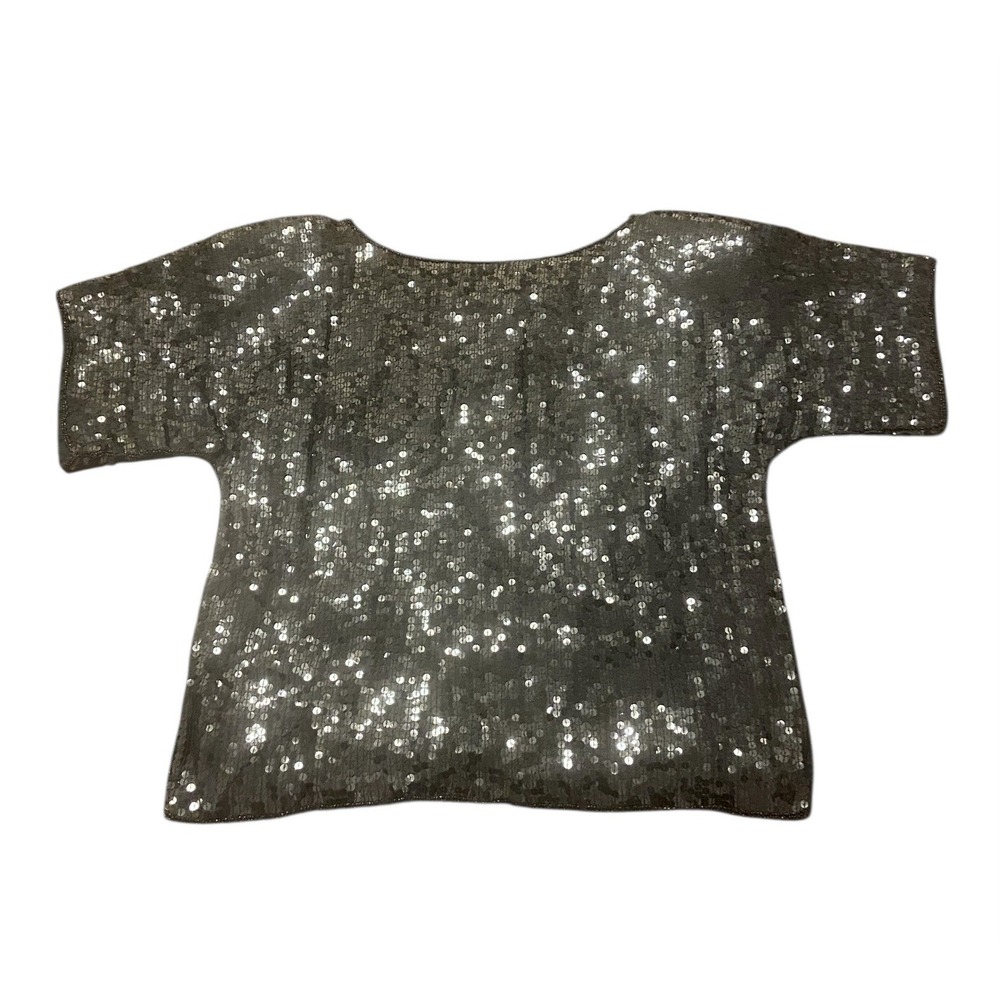 Vintage Jean for Joseph Le Bon 100% Pure Silk Black Sequin Top Women's ‎ Size L - Picture 2 of 8